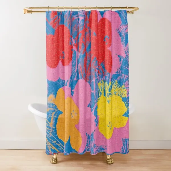 

Art Shower Curtain Modern Geometric Abstract Matisse Flower Simple Aesthetic Pastel Boho Trendy Bathroom Curtain Decor with Hook