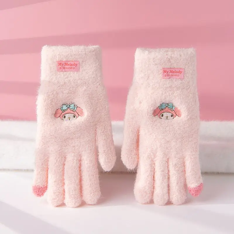 Зимние шерстяные перчатки Sanrio с героями мультфильмов Kuromi My melody полачко пятью