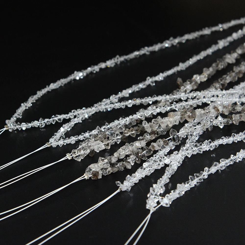 Фото Натуральные чистые энергетические кварцевые бусины Herkimer Diamond, оригинальные массивные бусины 2 мм-3 мм, 3-5 мм, длина пряди 39 см, браслет/ожерелье «сделай сам» №5
