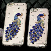 diamond peacock iphone case luxury shiny diamond crystal rhinestone handmade clear protective case cover for iphone