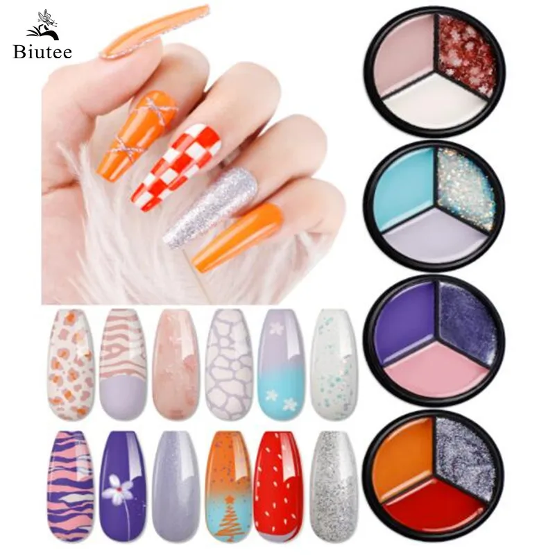 

Biutte Solid Gel Polish Palette 6 Colors Pudding Solid Cream Gel Nail Polish Mud Gel Polish Glitter Soak Off Gel Cured for Nail