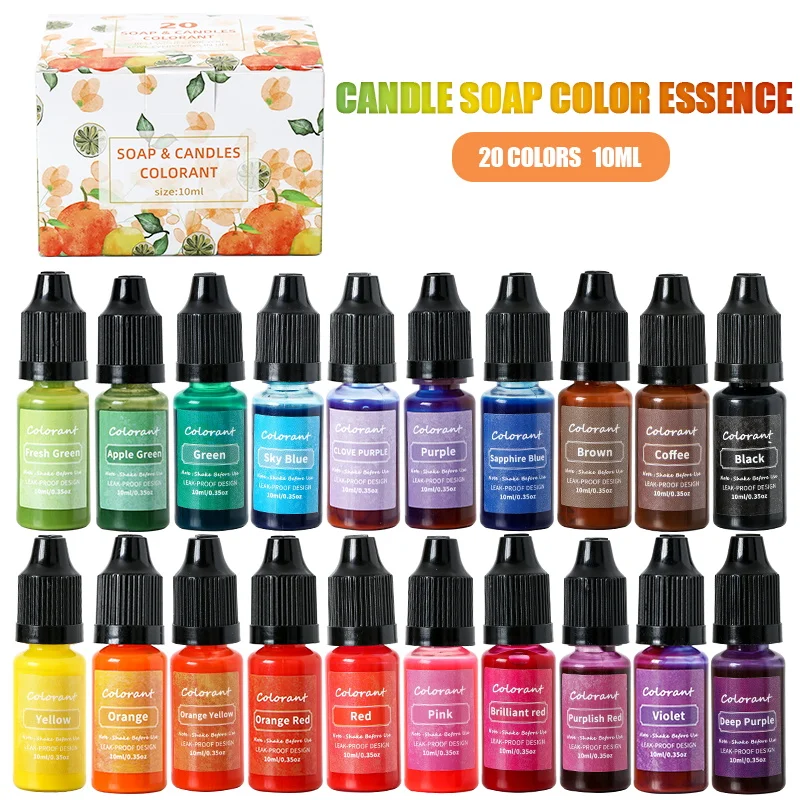 

Multicolor Set 10ml Candle Soap Pigment Liquid Colorant Resin Coloring Dye for DIY Candle Epoxy Resin Mold Craft Making Pigments