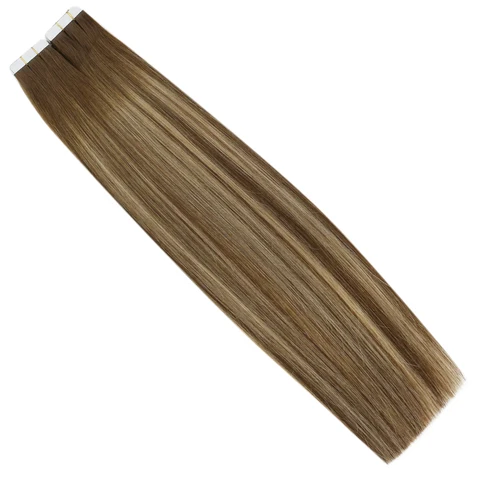 Бесшовная лента для наращивания волос Moresoo, самые темные коричневые натуральные двойные натянутые волосы для наращивания, прямые натуральные человеческие волосы