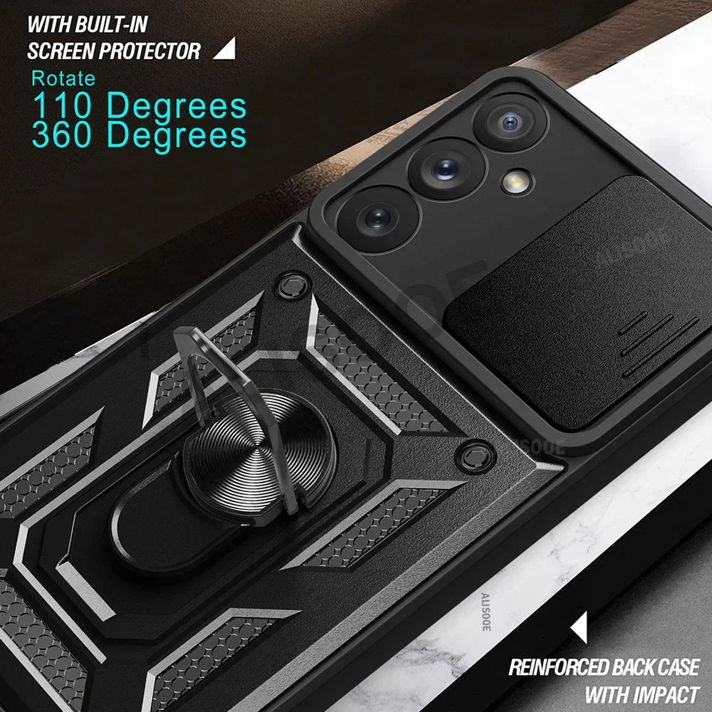 Чехол Slide Camera для Samsung Galaxy A15 A25 A35 A55 5G A05 A05S A14 A24 A34 A54 A13 A33 A53 A73 A12 A22 Cover Ring Holder Funda