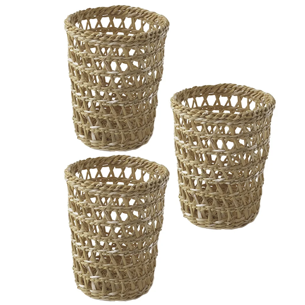 

Cup Holder Sleeve Bottle Woven Rattan Cover Water Drink Coffee Straw Basket Sleeves Makeup Handwoven Wicker Brush Insulated