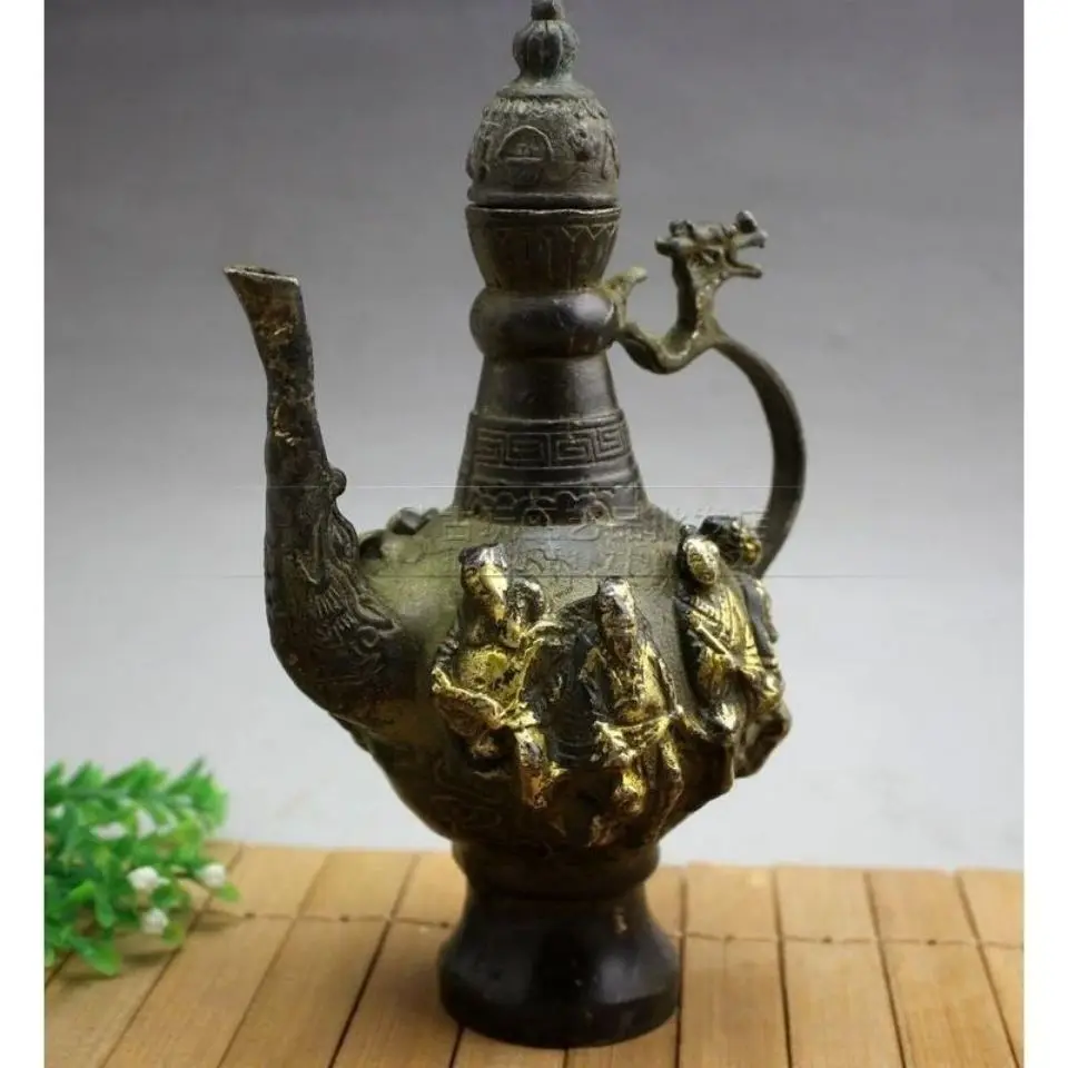 

Возвращаемые старые предметы, антиквариат, разнообразная медная посуда из бутика, ретро изысканная резьба, позолоченный Восьми Бессмертных горшков, Win