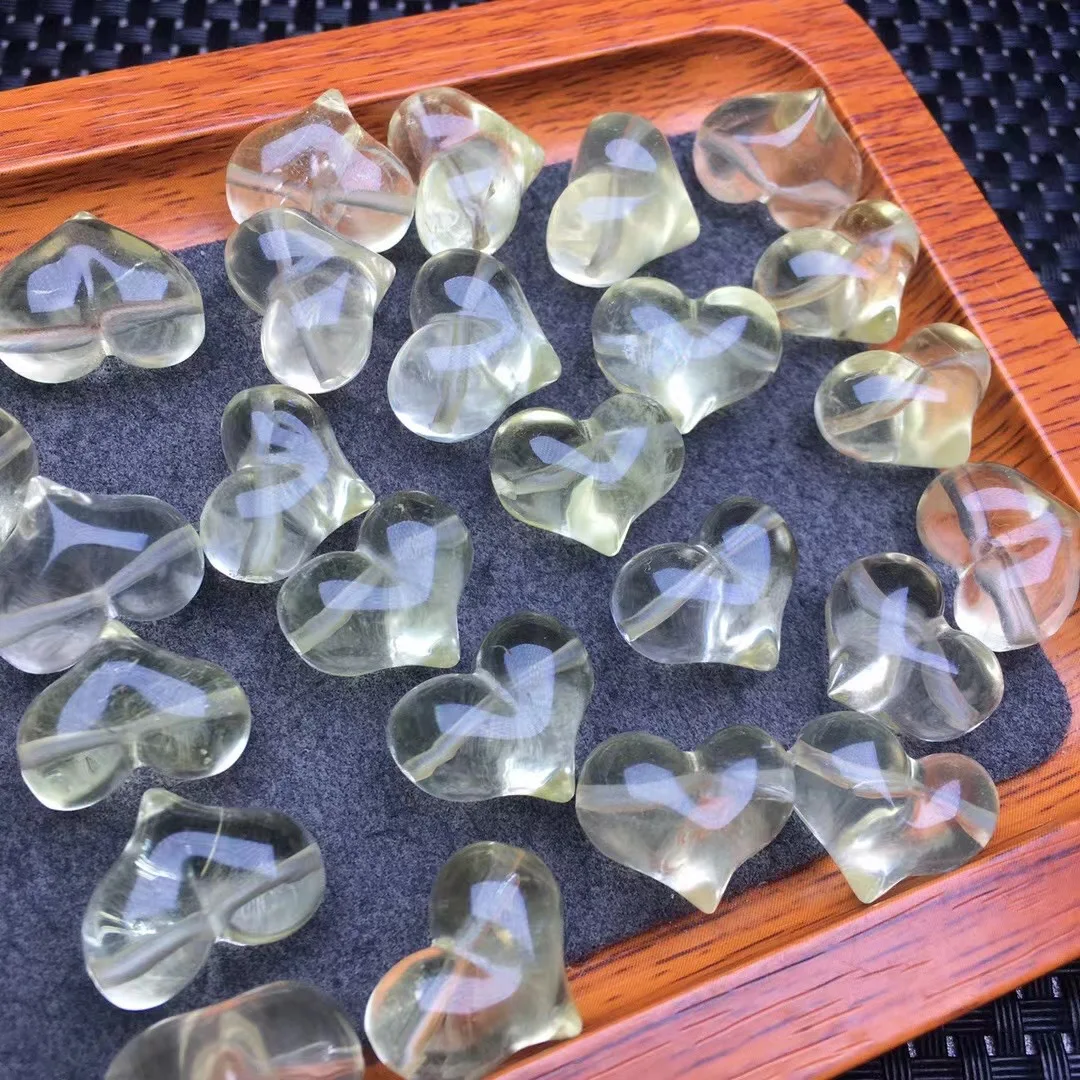 5 шт. натуральный лимонный цитрин персик резьба в форме сердца Исцеление Рейки DIY