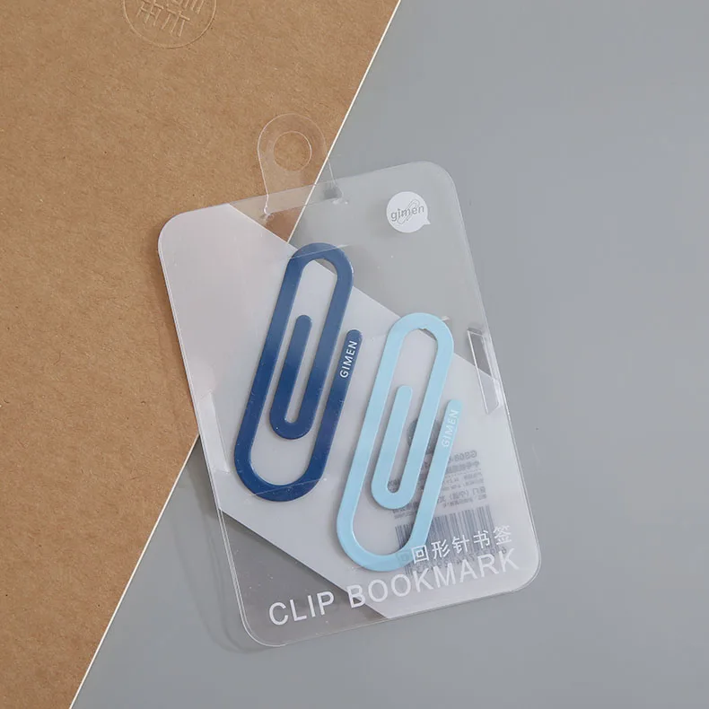 

2 pieces of giant creative paper clip bookmark round office supplies stationery gifts medium gray + orange