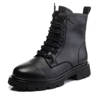 genuine leather womens boot female elegant woman ankle boots 2022 winter platform wedges shoes for women black casual shoes new