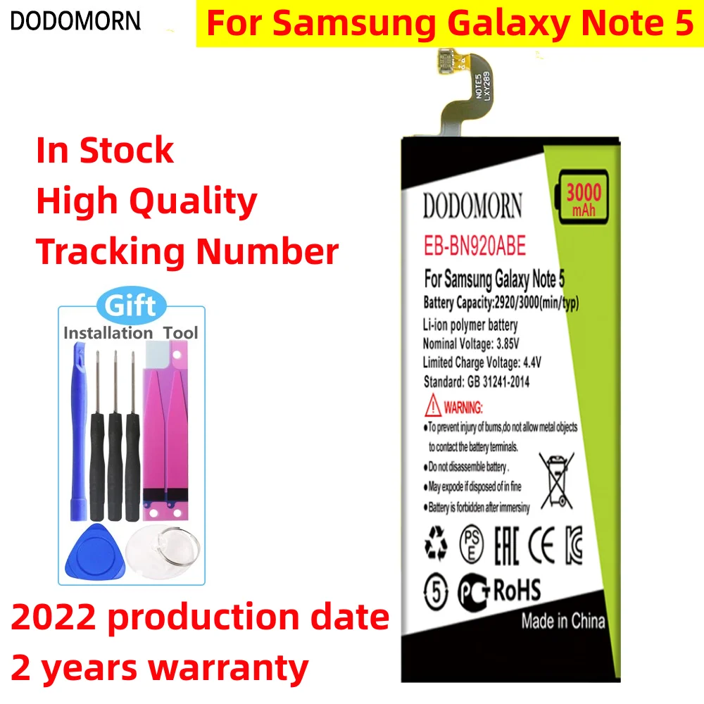

DODOMORN EB-BN920ABE для Samsung Galaxy Note 5 SM-N920 N920F N920T/A N920G N9200 N920G/DS N9208, высокое качество + номер отслеживания