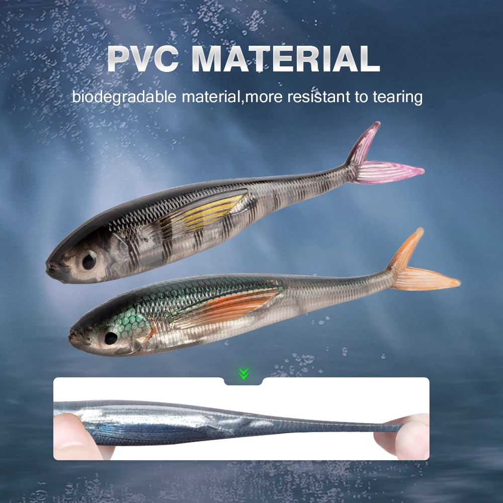 Мягкая пластиковая искусственная приманка V-Tail для окуня пресноводной щуки
