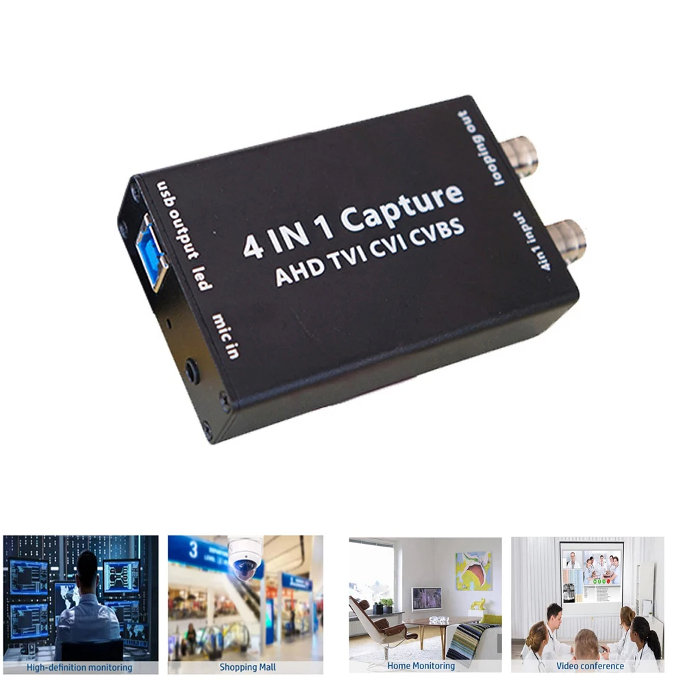 AHD TVI CVI CVBS вход и USB выход к компьютеру Plug and Play 4-в-1 Карта видеозахвата AHD-USB |