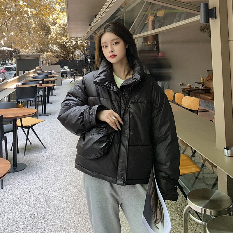 Women's Coat Warm Thick Long-sleeve Puffer Plus Velvet Jackets Overcoat New Winter Down Cotton Loose Parkas Coats Female Outwear