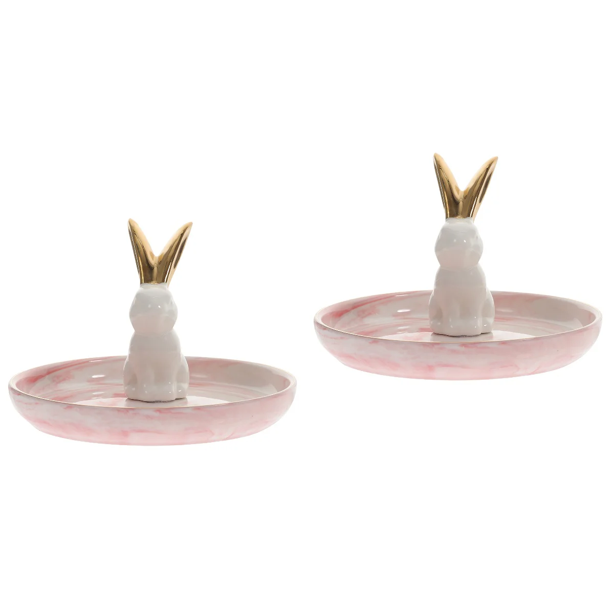 

2 Count Ceramic Tray Jewelry Dish Desktop Decor Cute Jewelry Organizer Wedding Decorations Rabbit Jewelry Tray Ring Key Tray