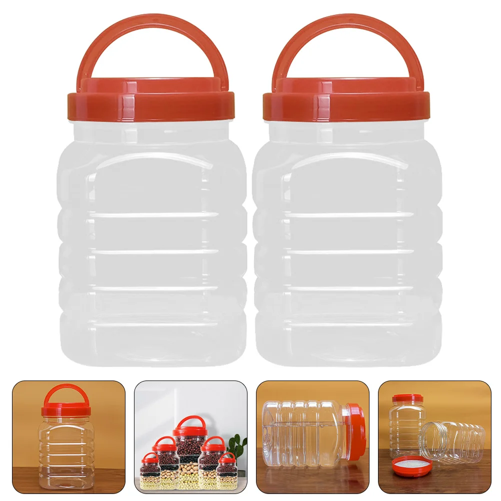 

2PCS Handle Empty Large Capacity Honey Storage Jar Dry Jar Nut Storage Jar Fruits Jam Bottle Airtight Jar