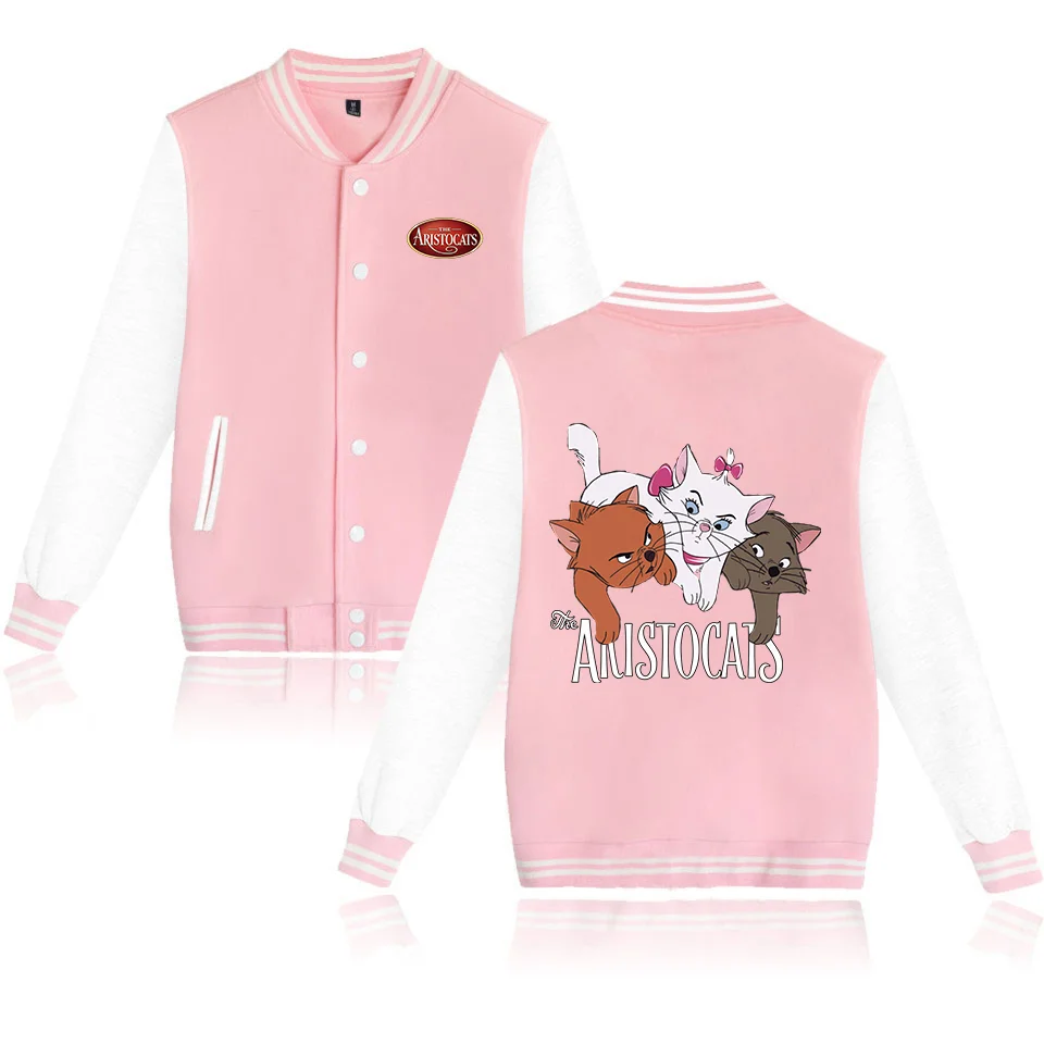 

Disney The Aristocats Marie Cat Baseball Jacket Women Hip Hop Harajuku Jackets Streetwear Kids Girls Loose College Coats