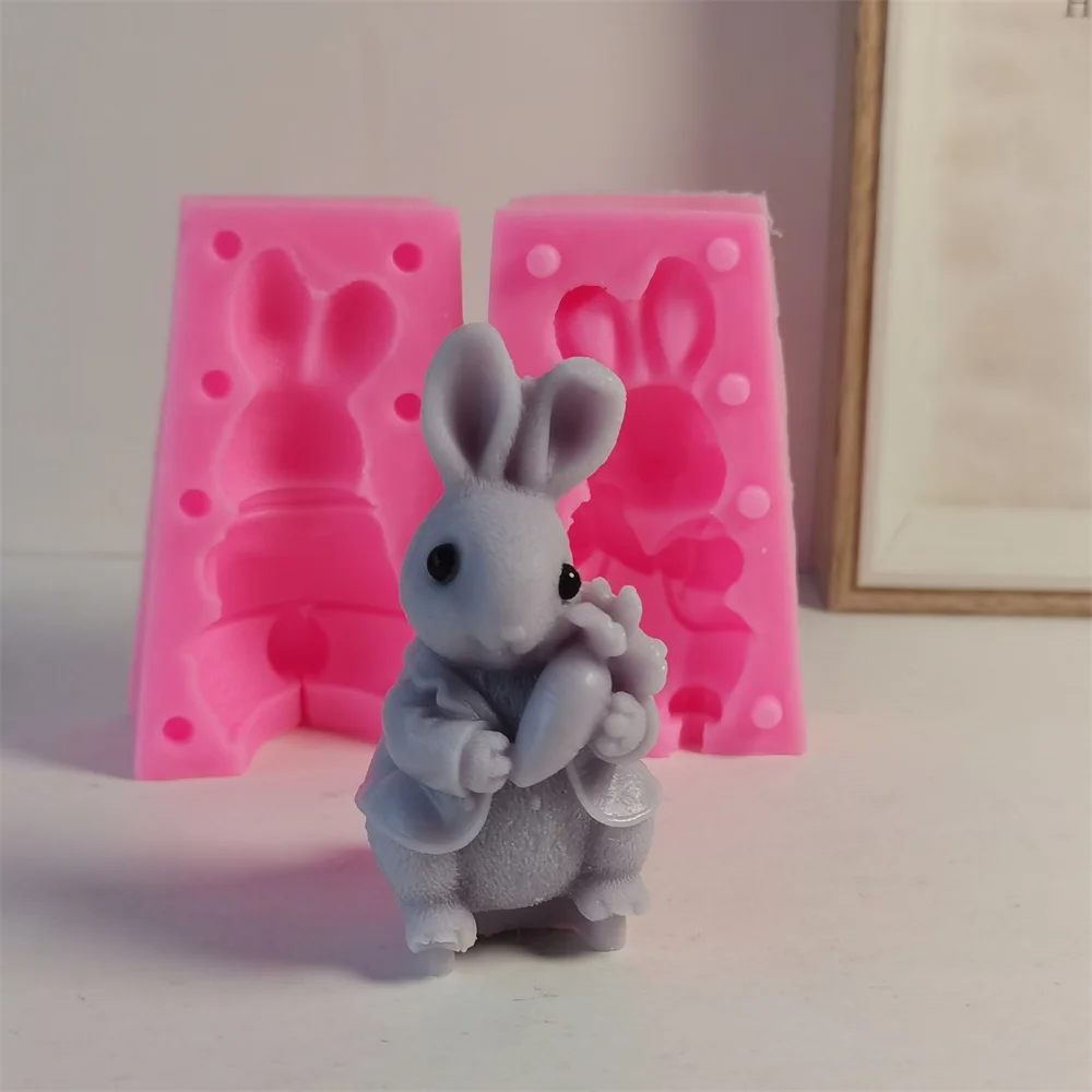 

Easter Bunny 3D Rabbit Candle Silicone Mold DIY Handmade Soap Aromatic Candle Plaster Pastry Baking Tool Cake Decor Fondant Mold