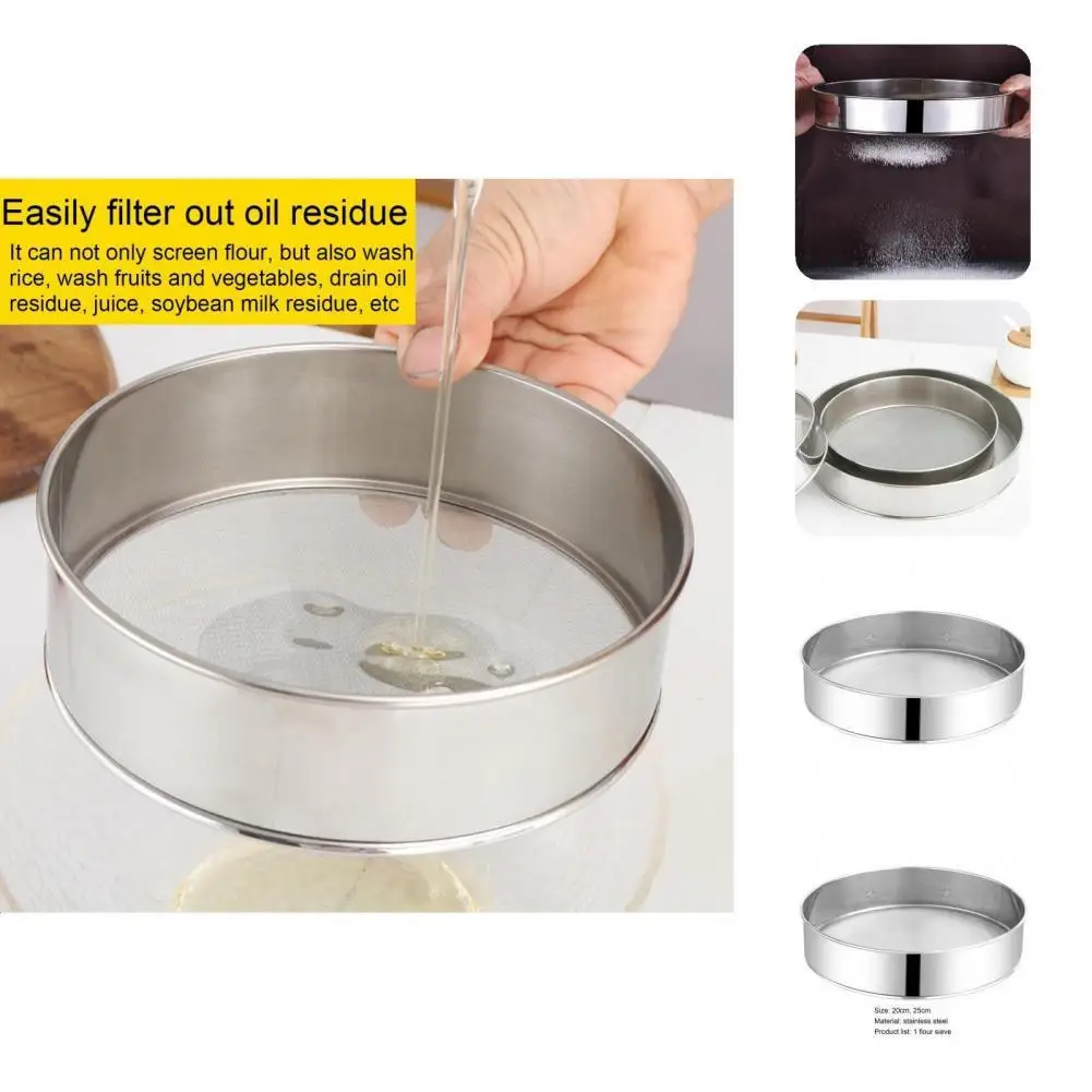 

Useful Flour Sifter Polished Round Baking Cooking Flour Mesh Sifter Flour Strainer Flour Sieve