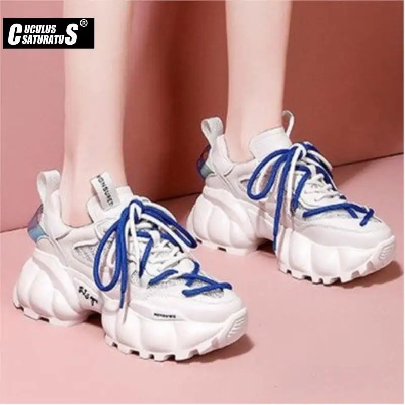 Женские массивные кроссовки Женская сетчатая модель для бега Вулканизированная