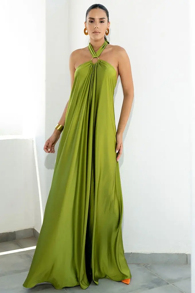 

Women Evening Dress Summer Solid Sexy Off Shoulder Hollow Out Backless Maxi Dress Lady Elegant Loose Waist Large Swing Dress