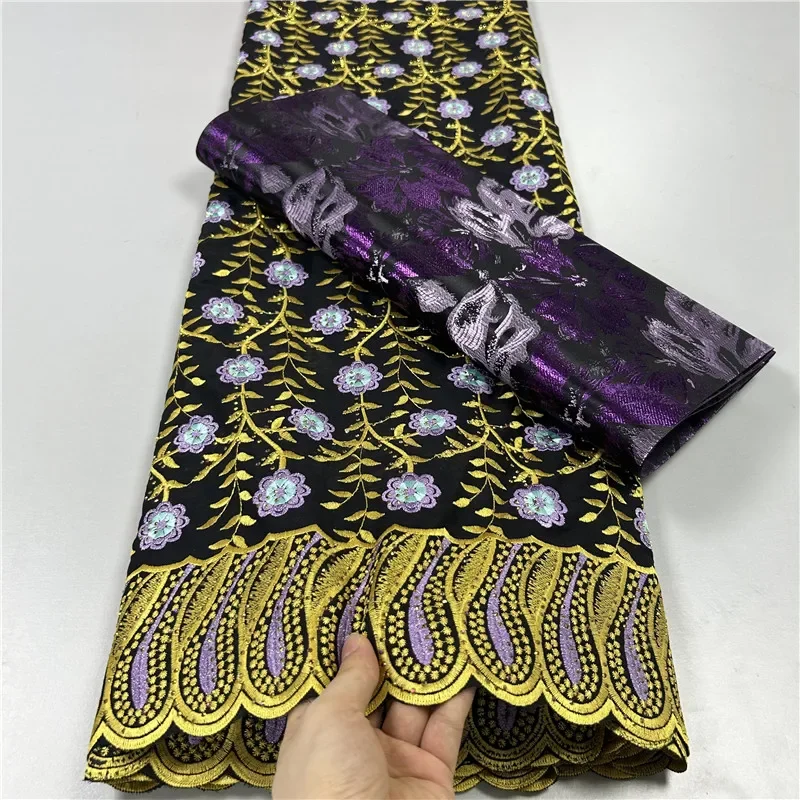 5 ярдов тяжелая вышивка бисером африканская 100% хлопчатобумажная ткань с