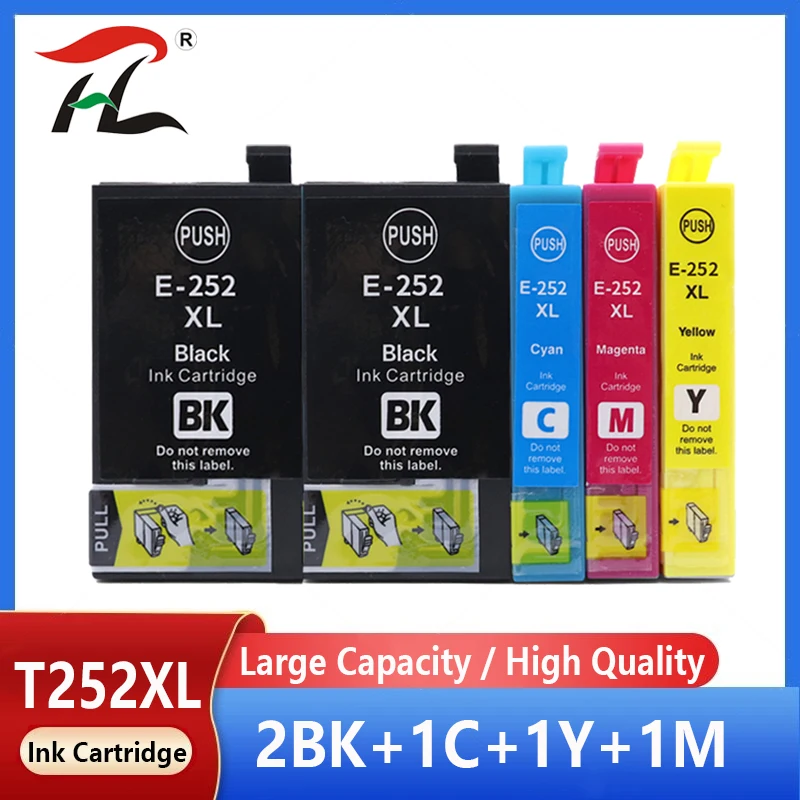 

5PK For Epson T2521 T252XL 252XL Ink Cartridge For Epson WorkForce WF-3620 WF-3640 WF-7610 WF7620 7110 3620 3640 7610 7620