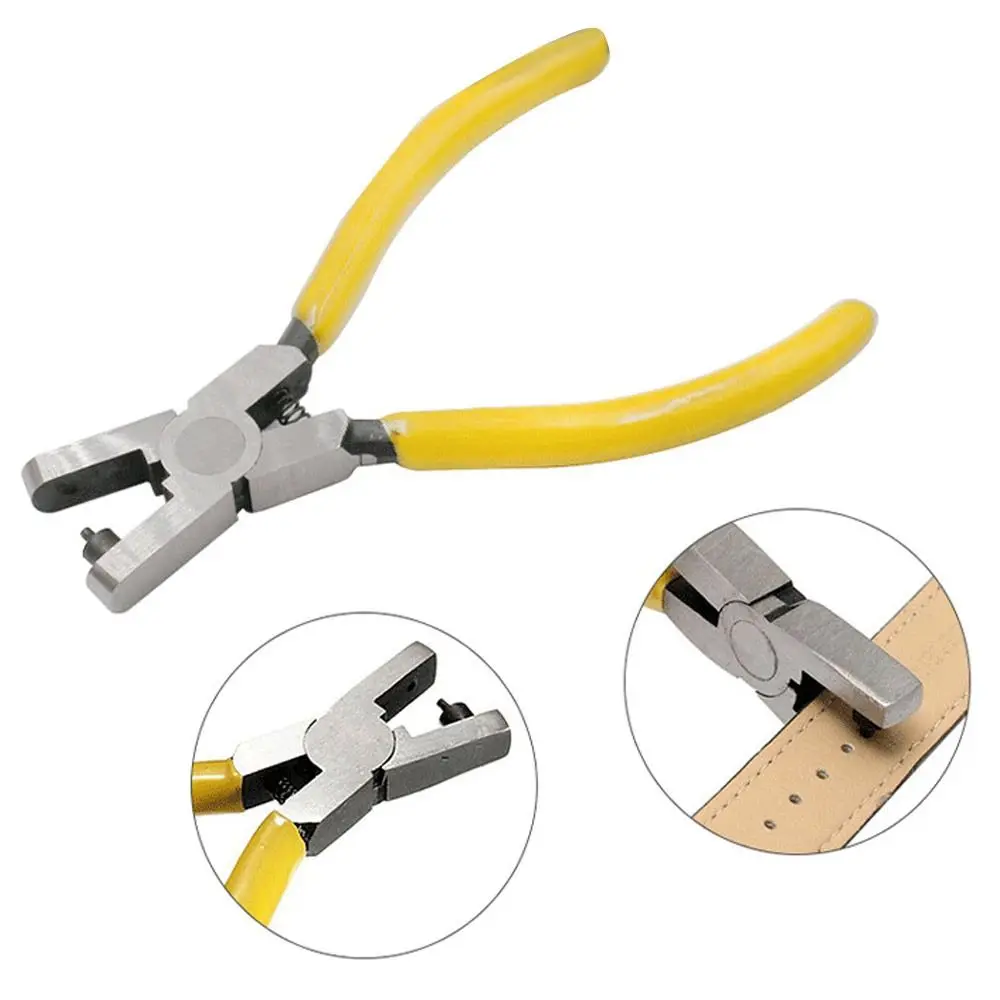 

2mm Hole Dia Hole Punch Pliers Watch Leather Belt Canvas Paper Easy Punching Tags Card Holder Yellow Handle Eyelet Puncher