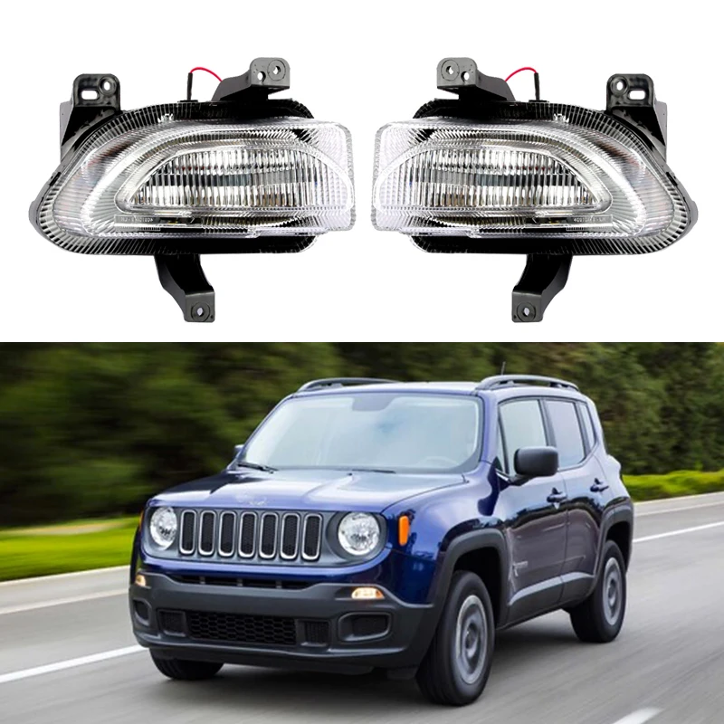 

LED DRL Car Daytime Running Light Front Bumper Driving Fog Lamp with Turn Signal Assembly For Jeep Renegade 2015 2016 2017 2018