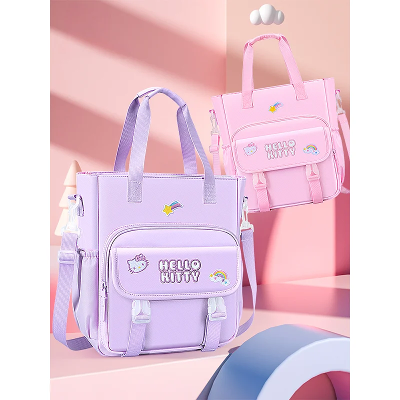 

Sanrio школьная сумка Hello Kitty сумка для обучения большой емкости A4 детская Портативная сумка для книг для девочек учебный класс макияж