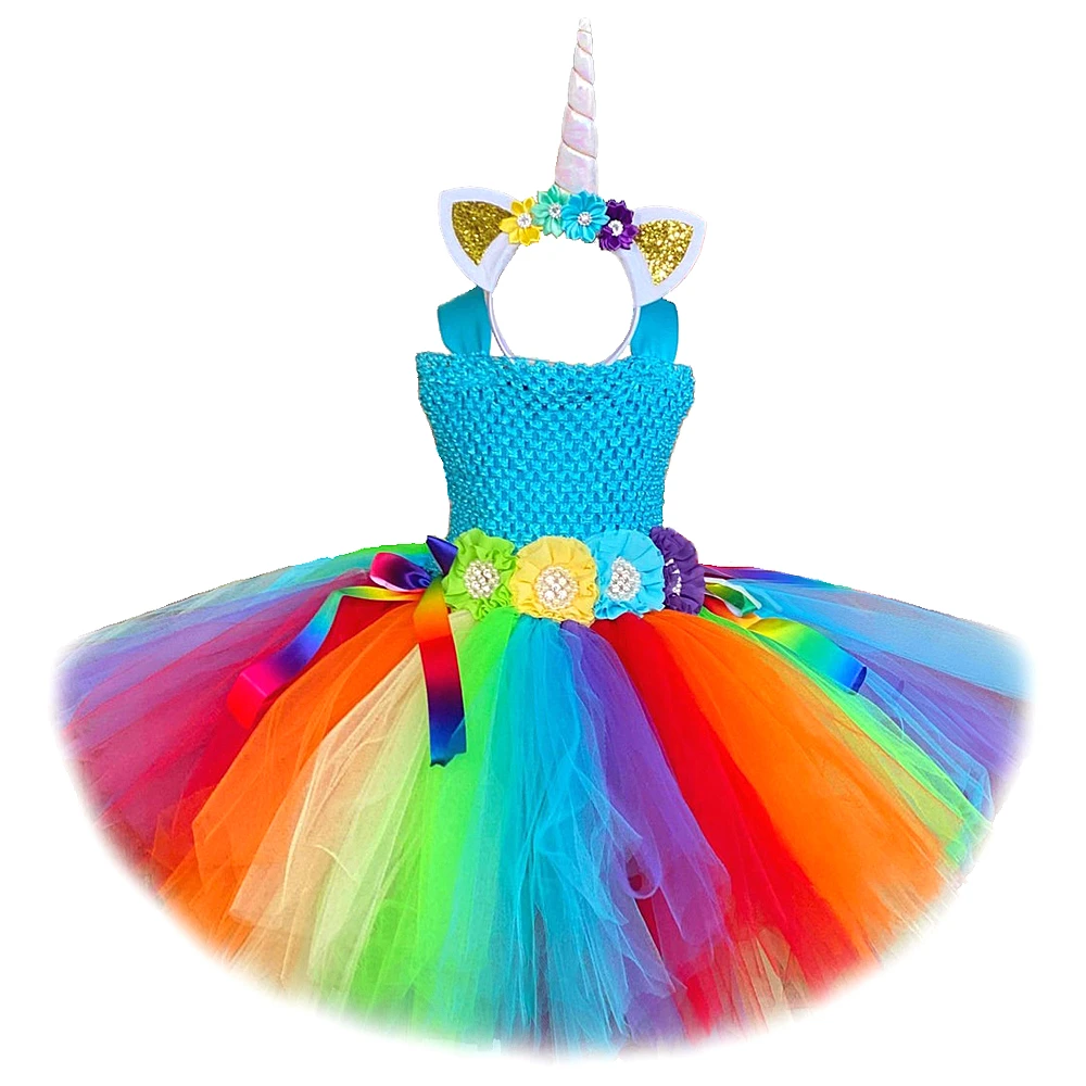 

Rainbow Unicorn Pony Costumes for Girls Birthday Party Tutu Dress for Kids Christmas Halloween Outfit Princess Dresses Clothes