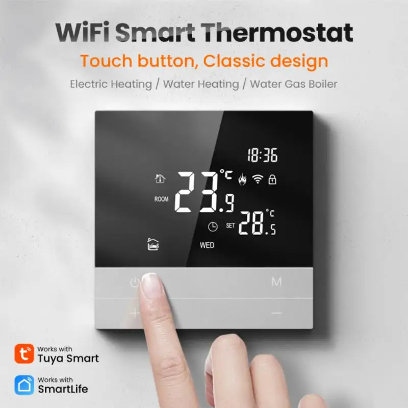 

Tuya WiFi Smart Thermostat LCD Display Touch Screen Electric Floor Heating Water/Gas Temperature Controller With Smart Life APP