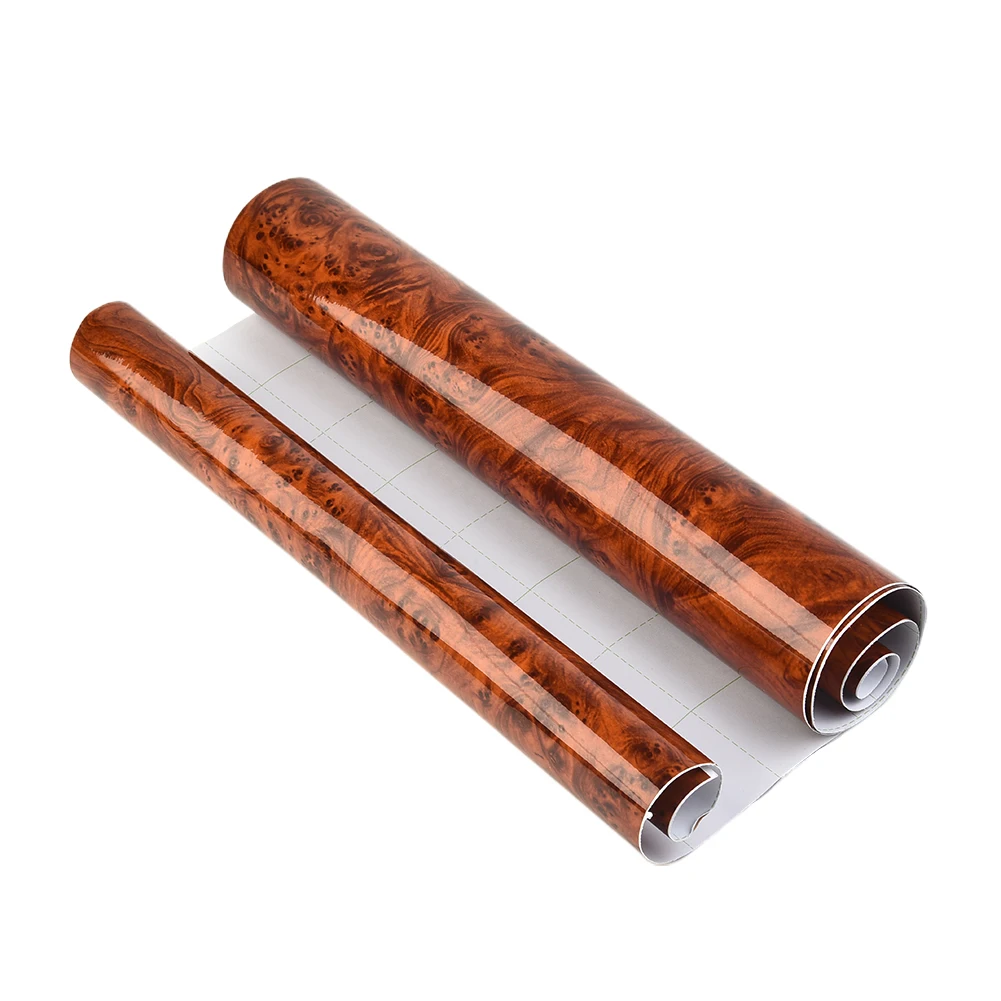 

1 PC 40x100cm High Glossy Wood Grain Vinyl Trim Film Car Internal Stickers DIY Sticker Maroon Car Auto Interior Accessorries