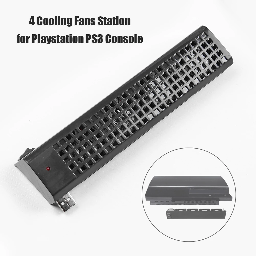 DC 5V Plastic Dual USB Hub 4 Cooling Fans Dock for PS3 (40G/80G) Game Console not for PS 3 Slim  PS 3 (20G/60G)