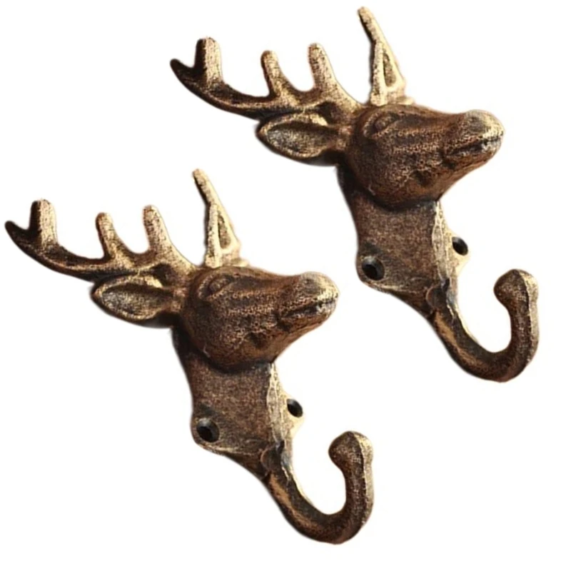 Набор из 2 прочных чугунных крючков рога для полотенец декоративных вешалок