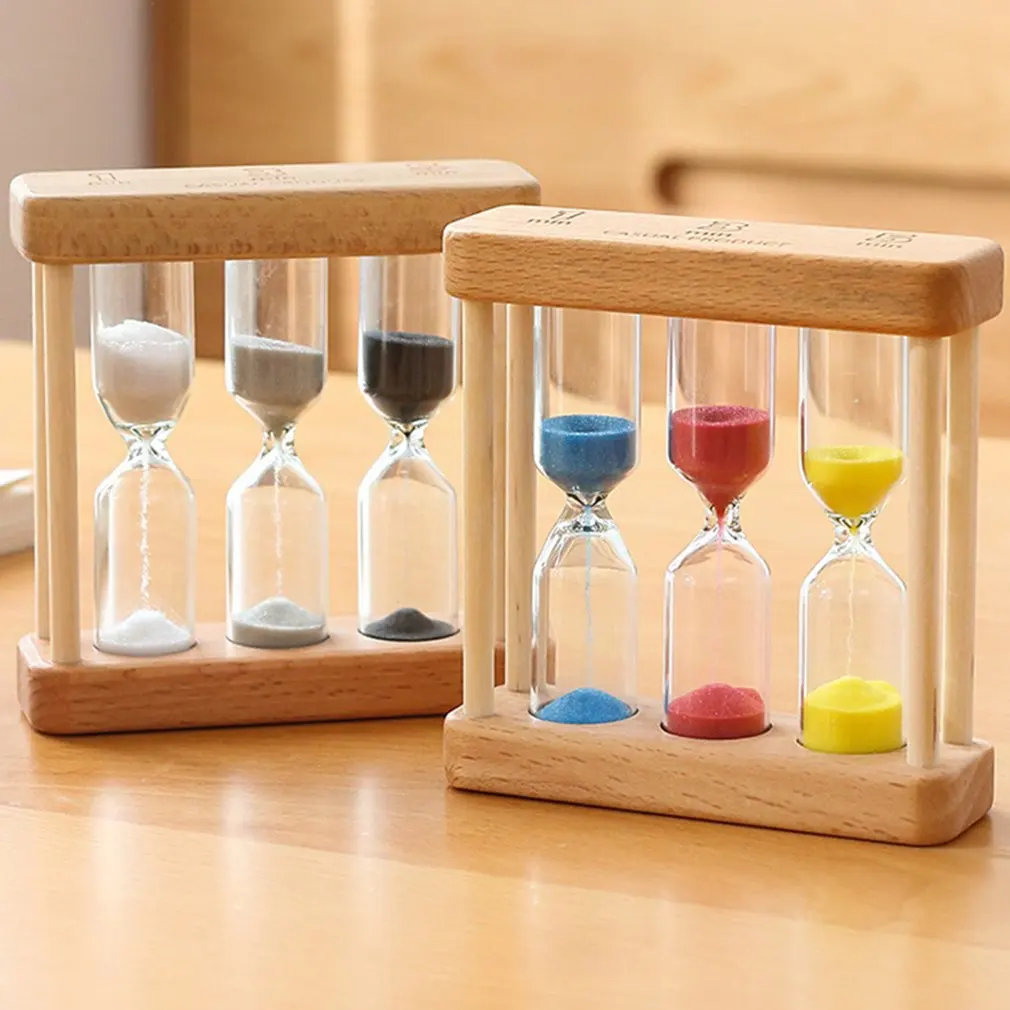 

Hot 3 In 1 Creative Wooden Hourglass Ornaments 1/3/5 Minutes Hourglass Timer Combination Sandglass Home Decor Crafts