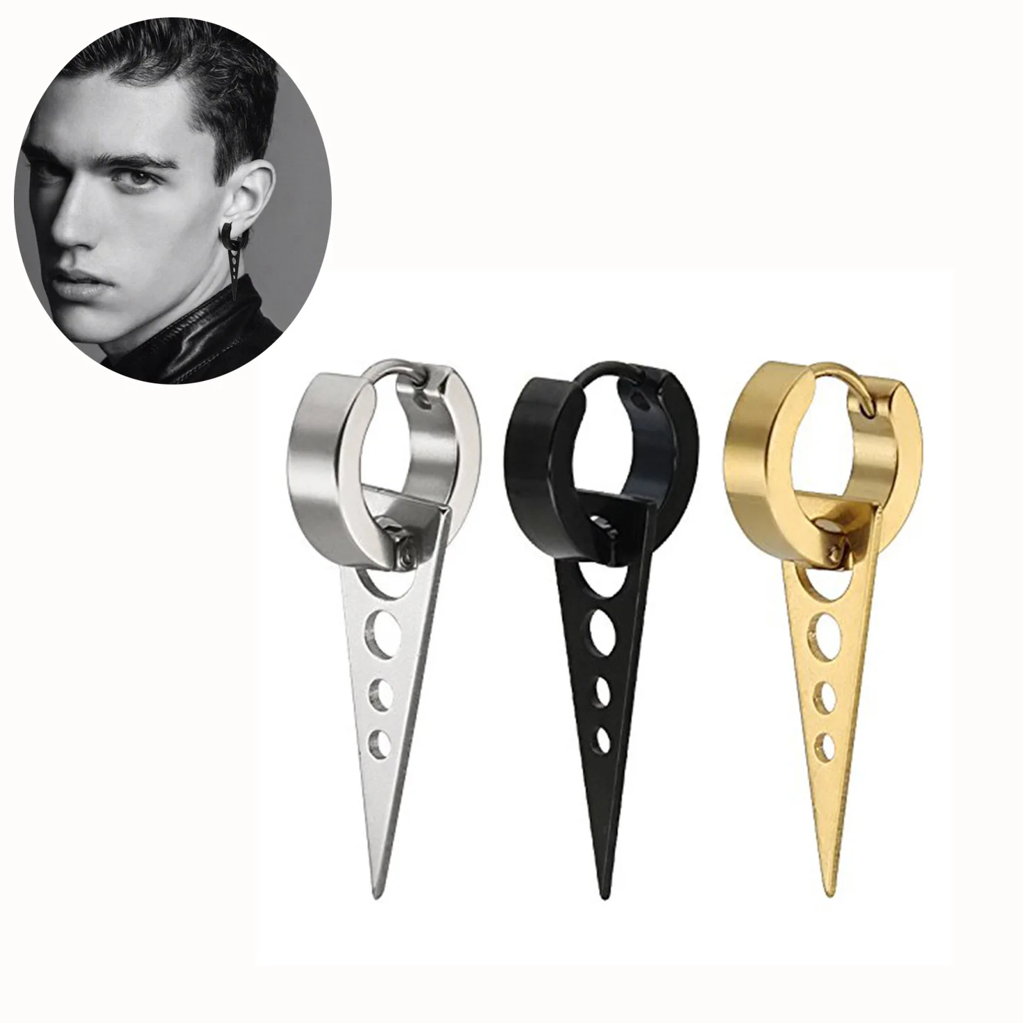 

One Piece Men's Pop Earrings Titanium Steel Earrings Ear Clips Black Earrings Women's Earrings Punk Style Gifts for Men
