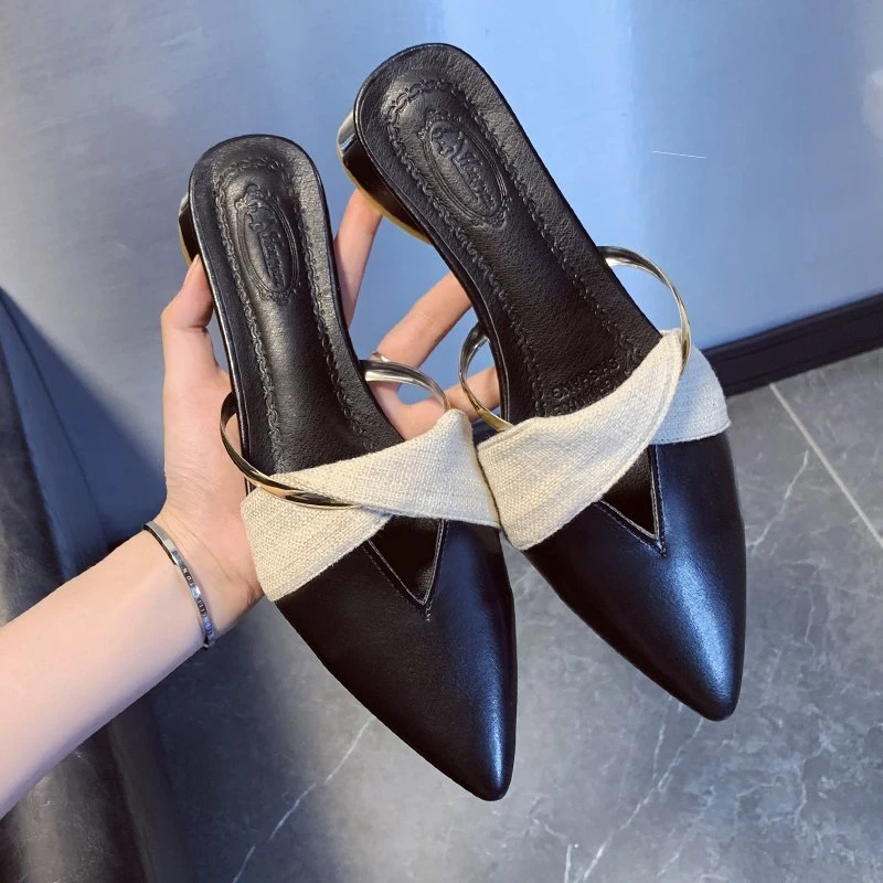 

Slippers Women Shoes Mules Thick Heel Slip-on Elegant Woman Heels Designer Luxury Party Dress Women's Sandals with Free Shipping