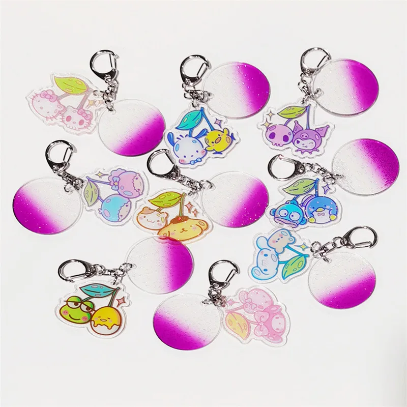 

My Melody Sanrio Accessories Shinny Keychain Pochacco Kuromi Cinnamoroll DIY HelloKitty Anime Figure Bag Pendant Decor Kids Toy