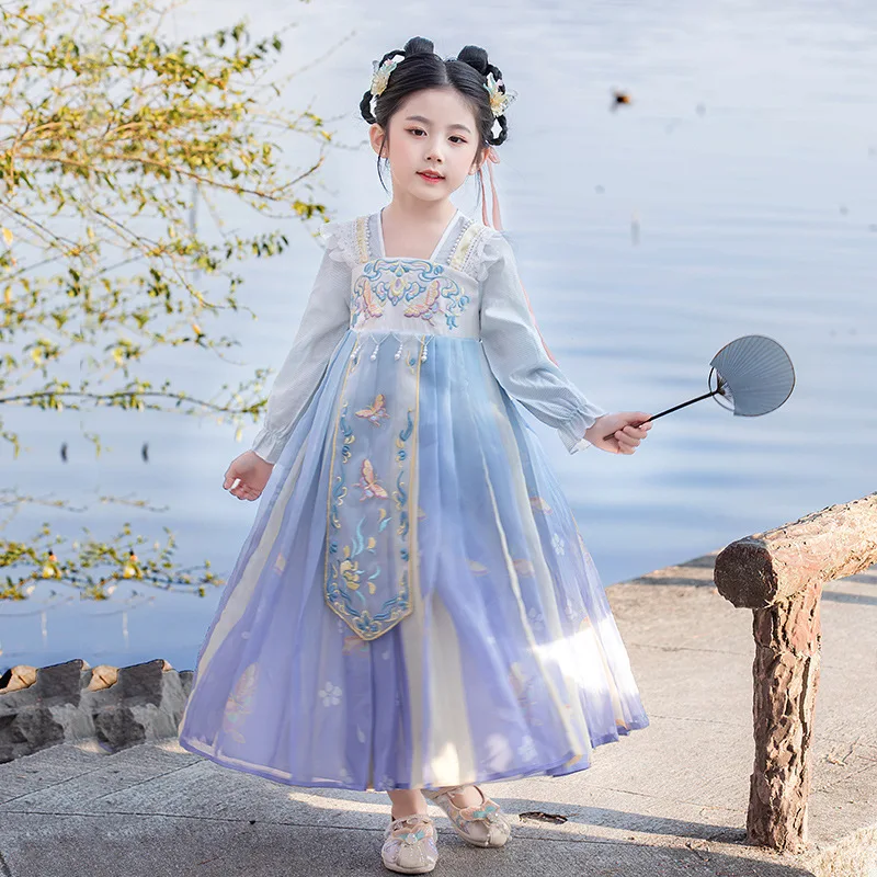 YF01 детское весеннее платье для девочек Hanfu в китайском стиле новинка 2024 супер