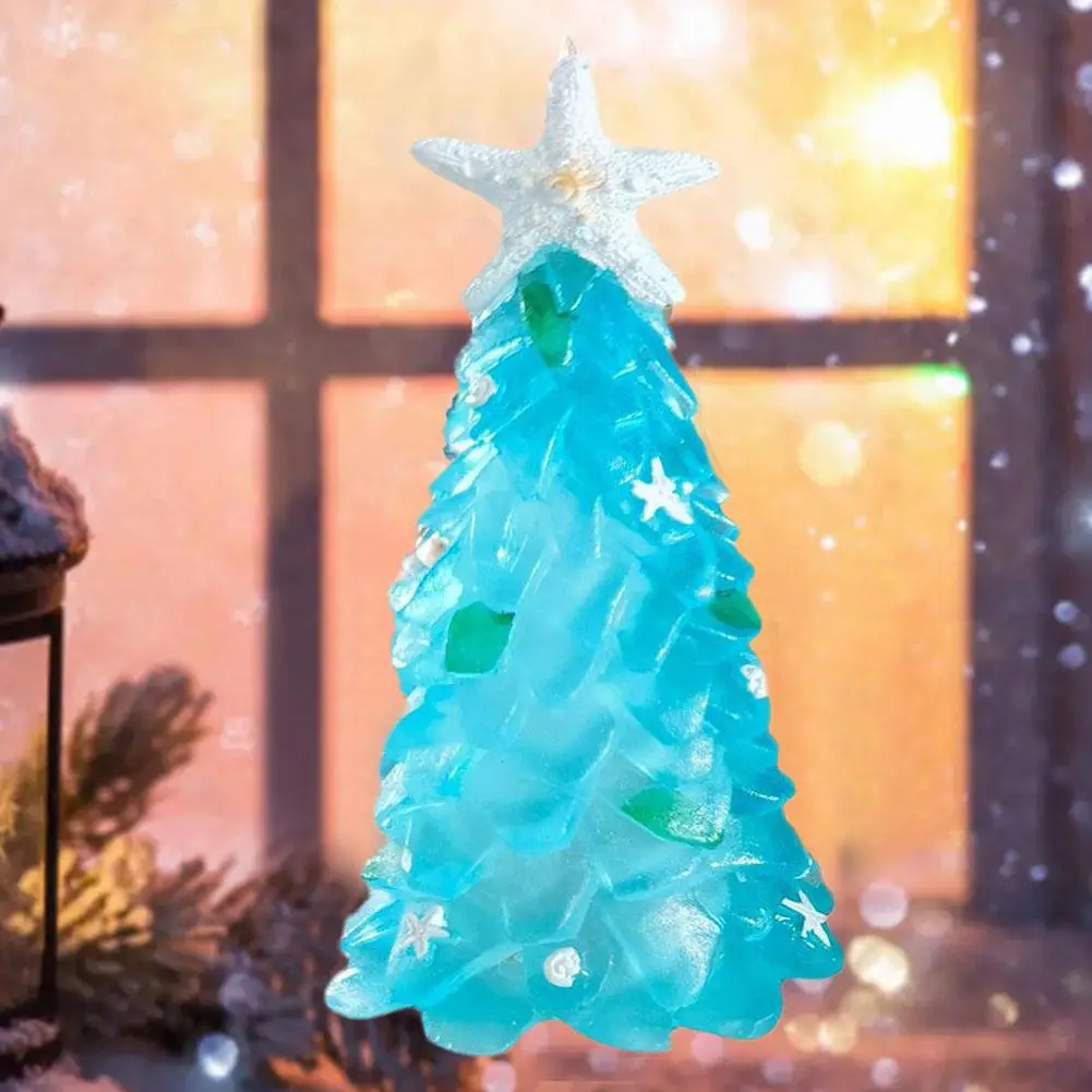 

2023 New Creative Sea Beach Resin Christmas Tree Mediterranean Themed Blue Princess Gradient Ocean Ornament Starfish Style W6N6