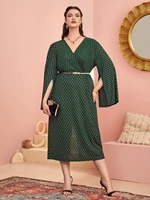 toleen clearance price women plus size large midi dresses 2022 spring elegant plaid green muslim party evening festival clothing