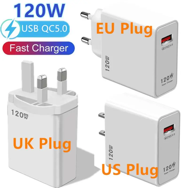 

Travel Must-have Quick Plug High Quality Material 120w Super Flash Charge Usb Charging Head Us 60g Type-c Data Cable Uk 62g