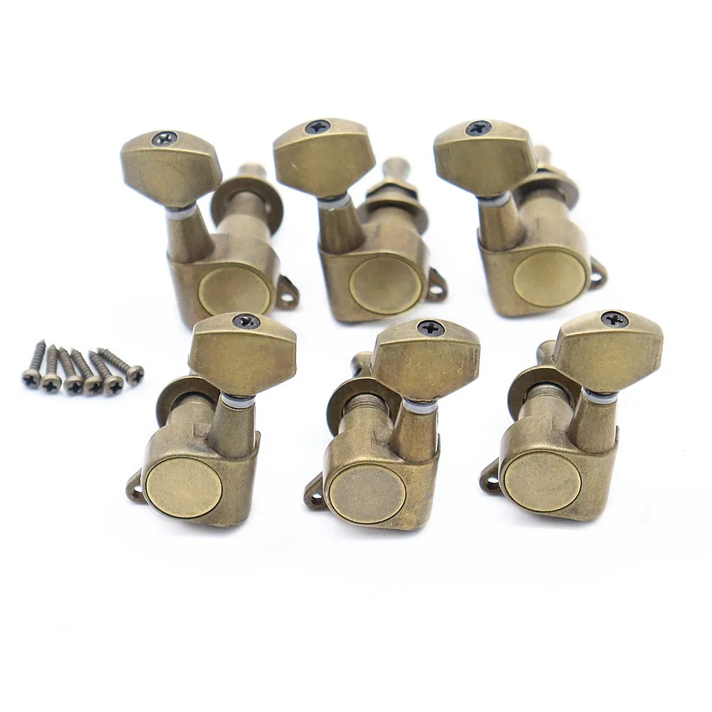 

Electric Guitar Tuning Pegs Guitar Tuners Machine Head Small Square Handle 3L3R/6R/6L Red Copper/Bronze