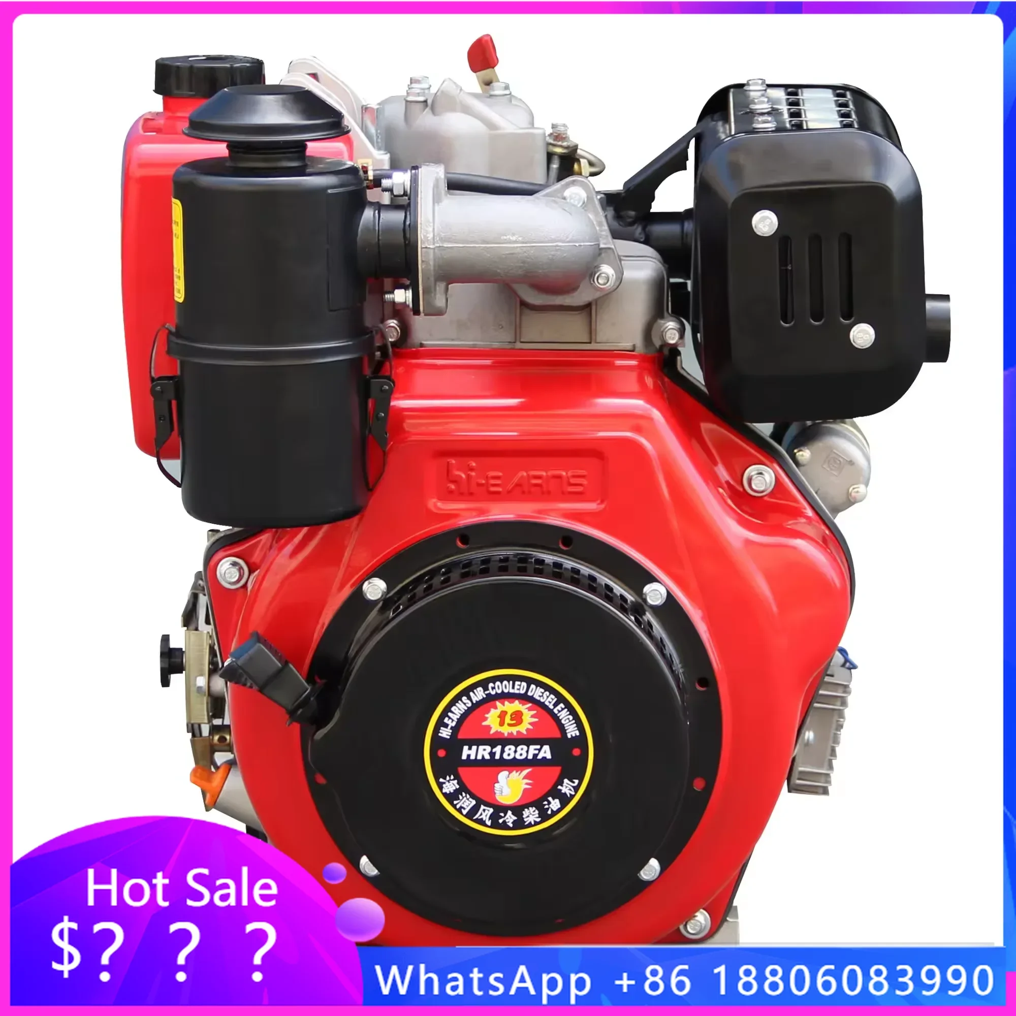 JAVarns 188FA Шлицевой вал с воздушным охлаждением die-sel двигатель