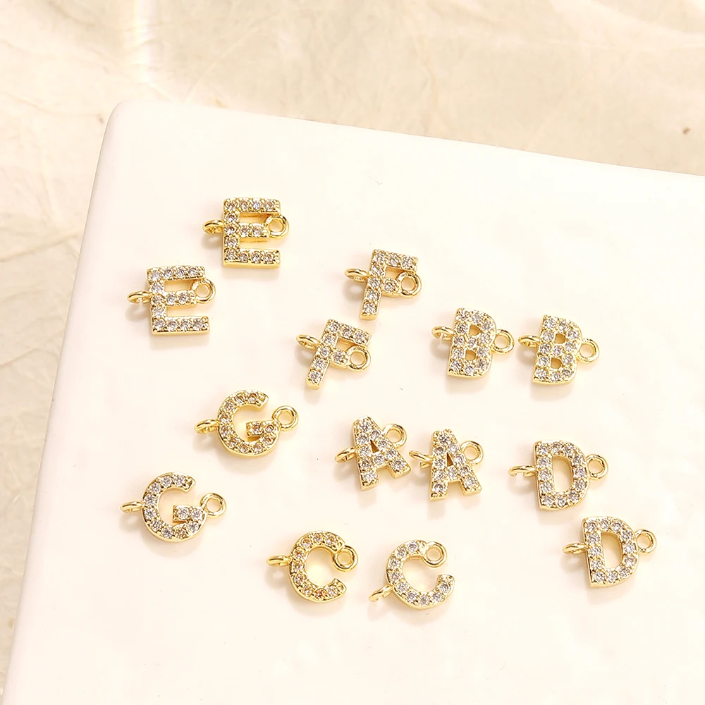 BenS латунь кубический цирконий 26 букв подвески разъемы для DIY аксессуары