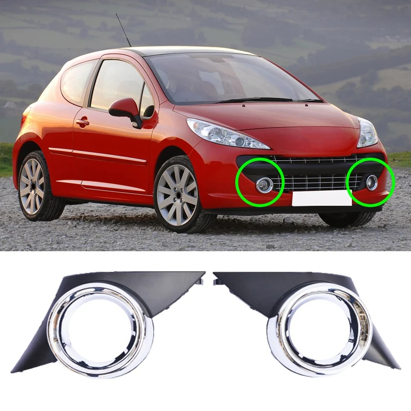 

1Pair Auto Front Fog Light Cover Lamp Hoods Chrome Foglights Frame Grill For Peugeot 207 Sport 2006-2009 Car Accessories