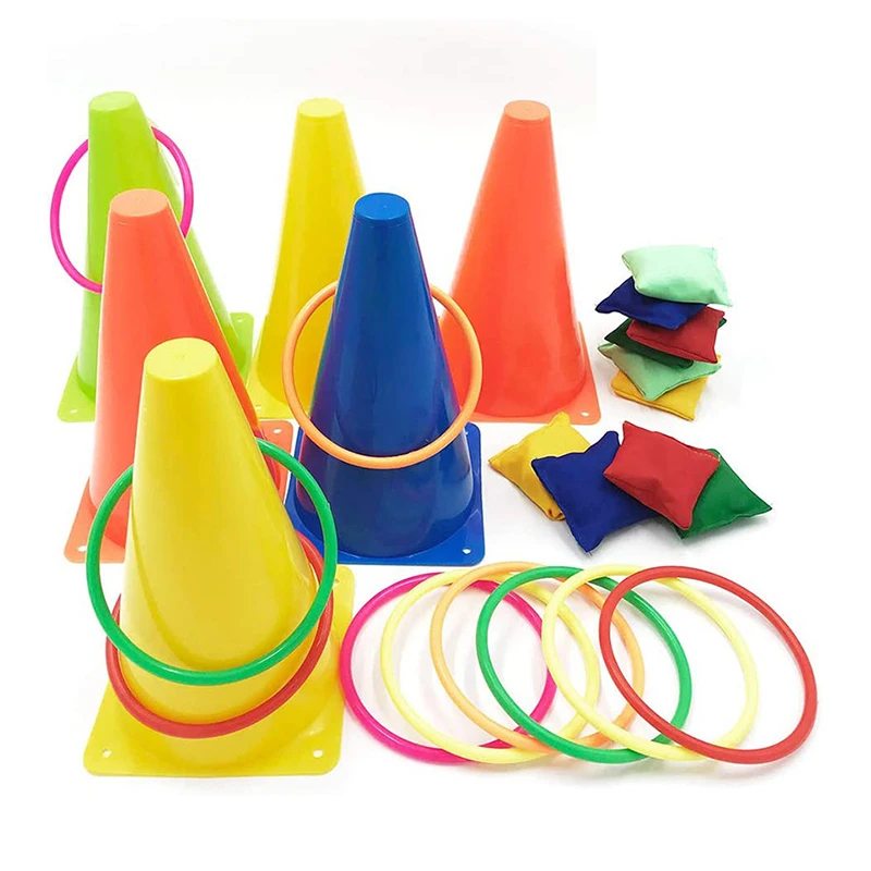 

Circle Toy Set Parent-child Game Throw Hoop Music Cup Rainbow Tower Puzzle Toy Outdoor Throwing Plastic Ring Educational Toys