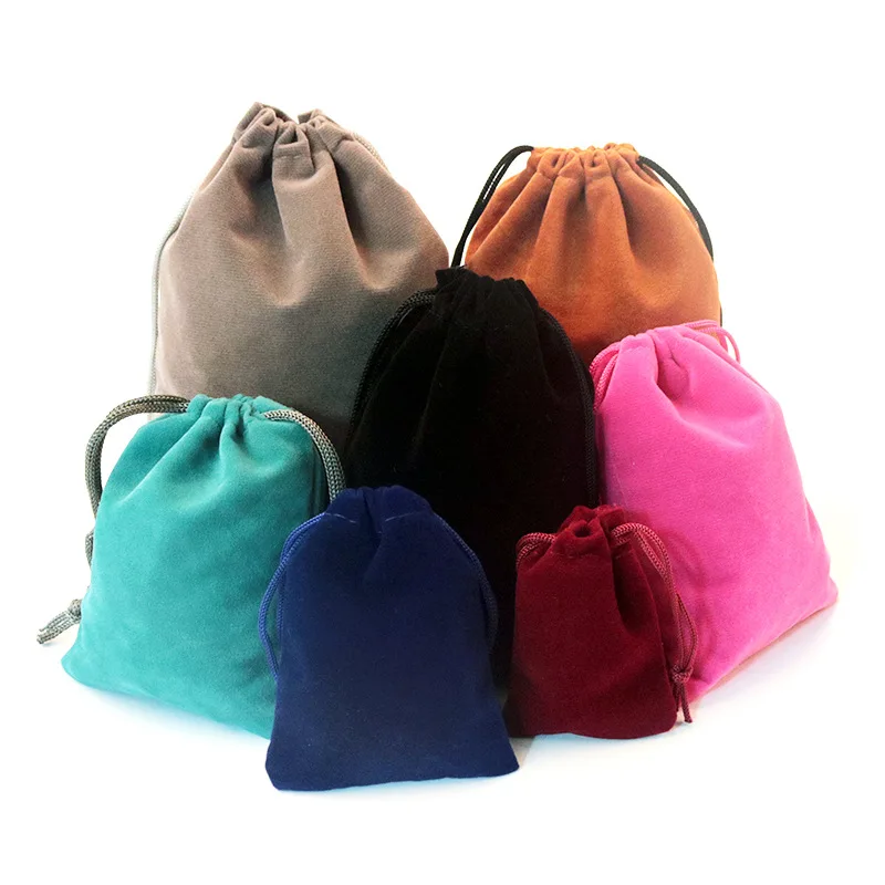 10pcs 2 Sizes Packing Drawstring Velvet Pouch Sachet Gift Bag For Jewelry Wedding Things Party Bead Container Storage Wholesale