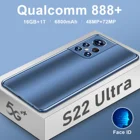 Новинка 2022, смартфон S22 Ultra Android12 16 ГБ + ТБ, мобильные телефоны 48 Мп + 72 МП, HD камера 6.93, телефон с глобальной версией Qualcomm 888 +