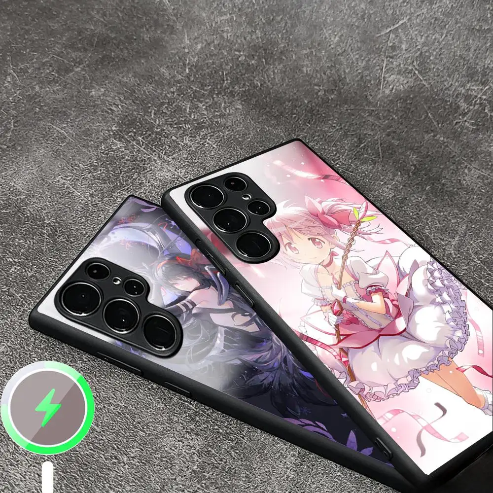 Фото Милый дизайн Madoka Magica, чехол для телефона Samsung S26 S25 S24 S23 S22 S21 Plus Ultra Fold A, стеклянный магнитный чехол. №3
